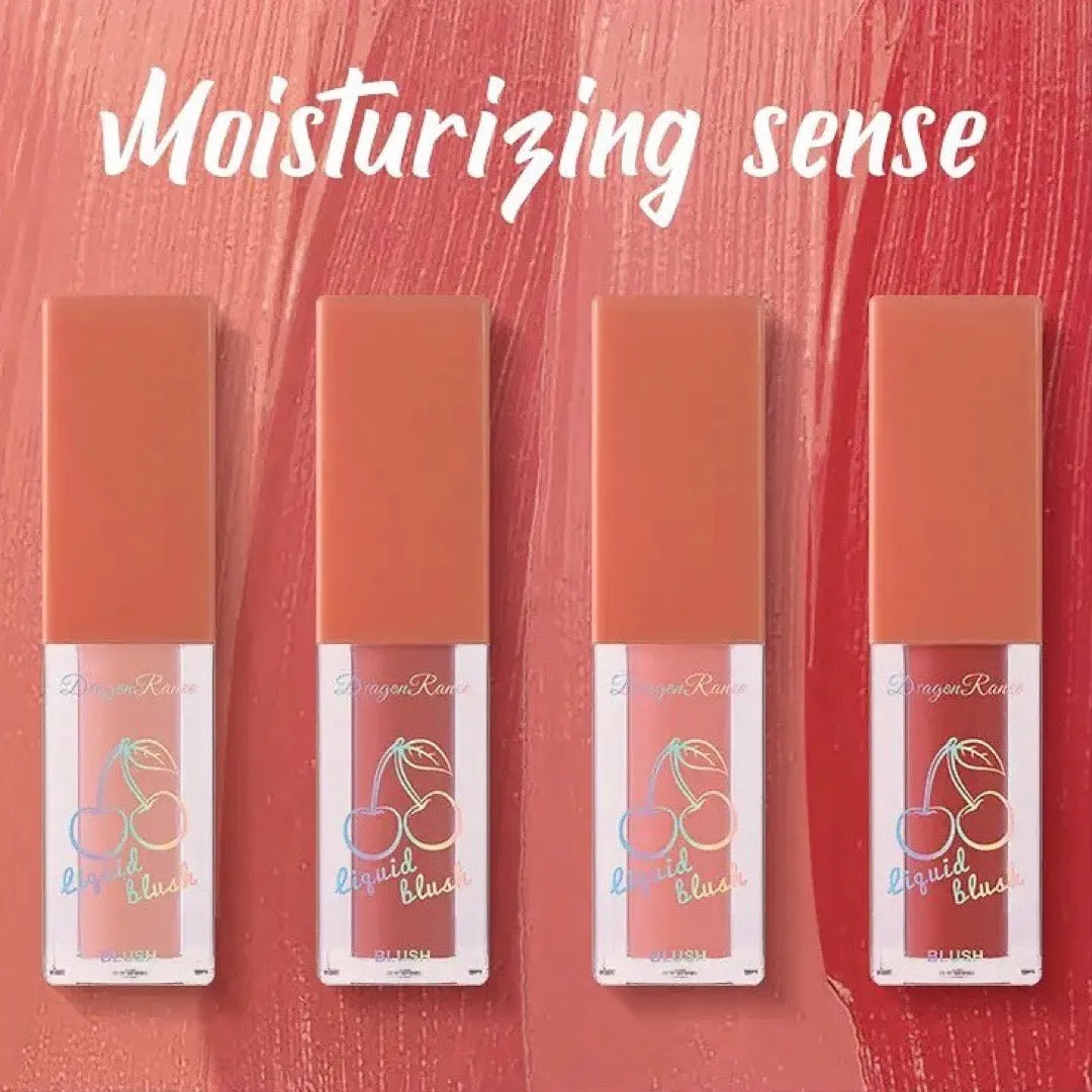 4pcs Cherry Liquid Blushes Long-lasting Makeup Blusher Creamy Rouge Cheek Blush