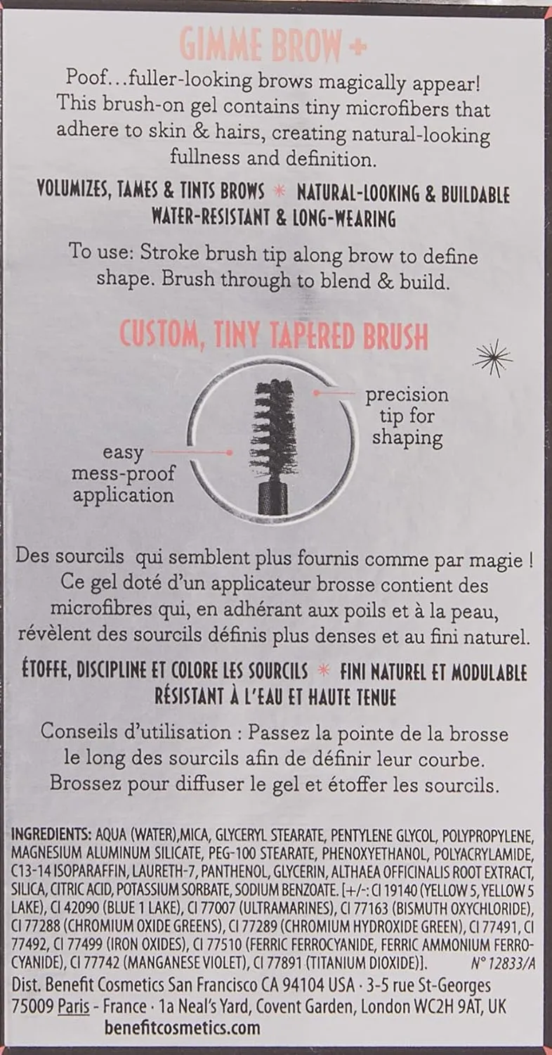 Benefit Gimme Brow Volumizing Fiber Gel # 4 Medium Dark Warm, 0.1 Oz