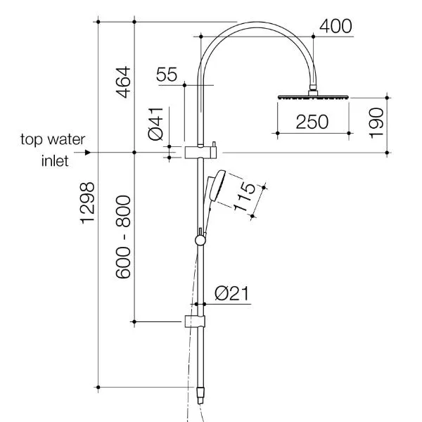 Caroma Contura II Rail Shower with Overhead - Chrome