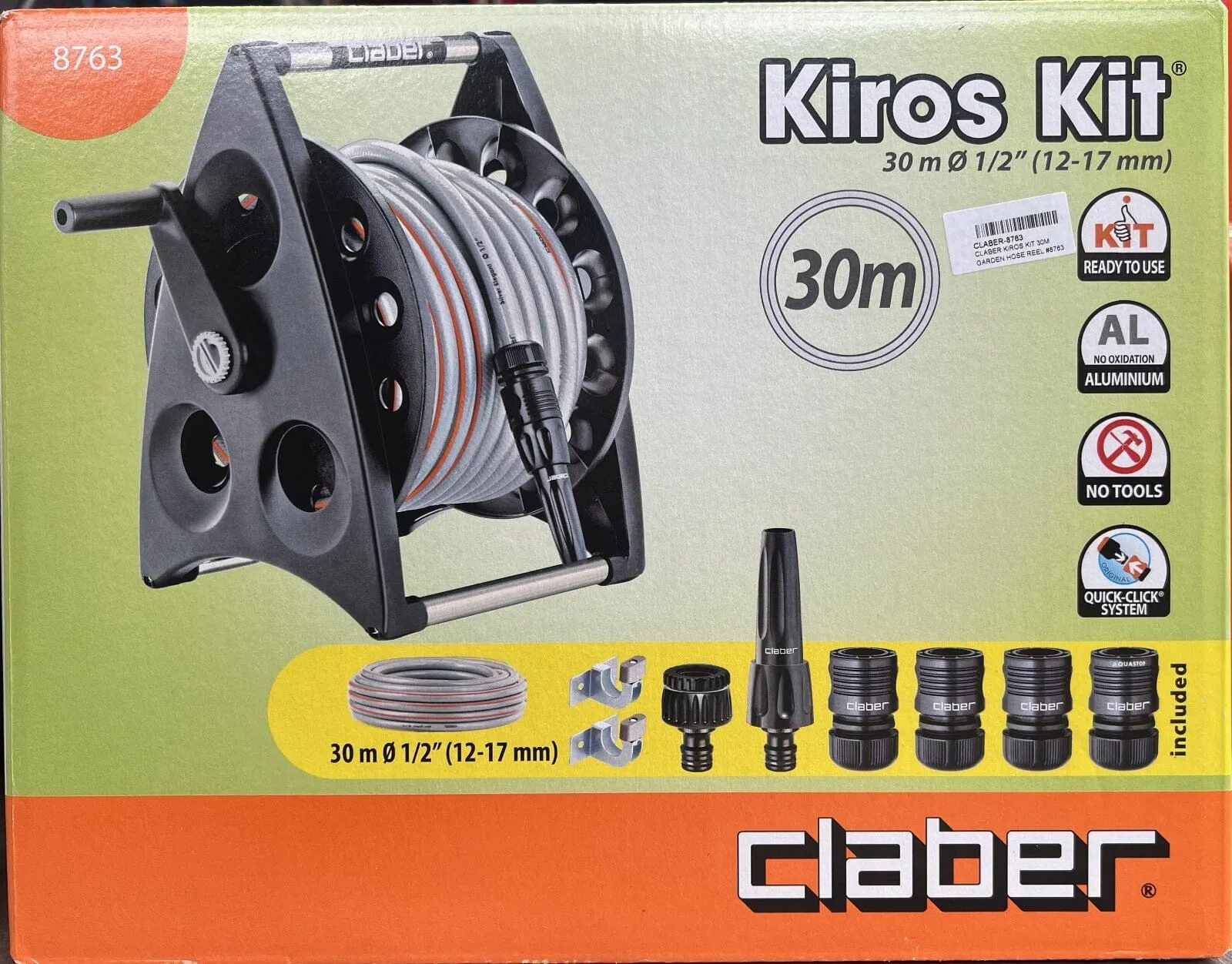 Claber Kiros Kit 30m Garden Hose Reel | Model : CLABER-8763