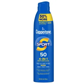 Coppertone Sport Sunscreen Spray, SPF 50 Spray Sunscreen, 8.3 Oz