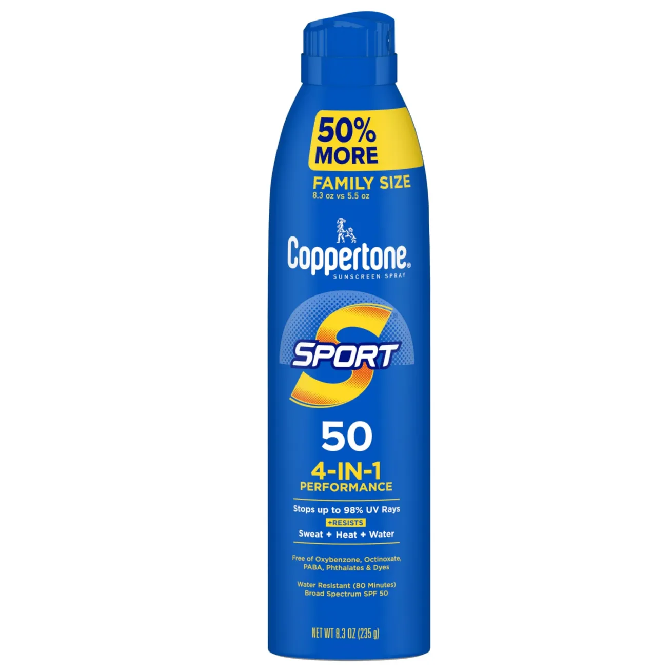 Coppertone Sport Sunscreen Spray, SPF 50 Spray Sunscreen, 8.3 Oz