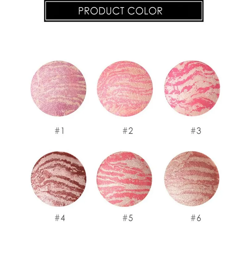 Face Cheek Blush Powder 6 Colors Pressed Powder Long Lasting Pure Blush