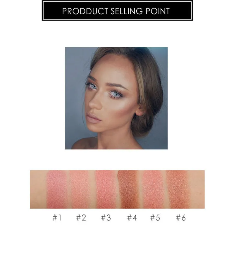 Face Cheek Blush Powder 6 Colors Pressed Powder Long Lasting Pure Blush