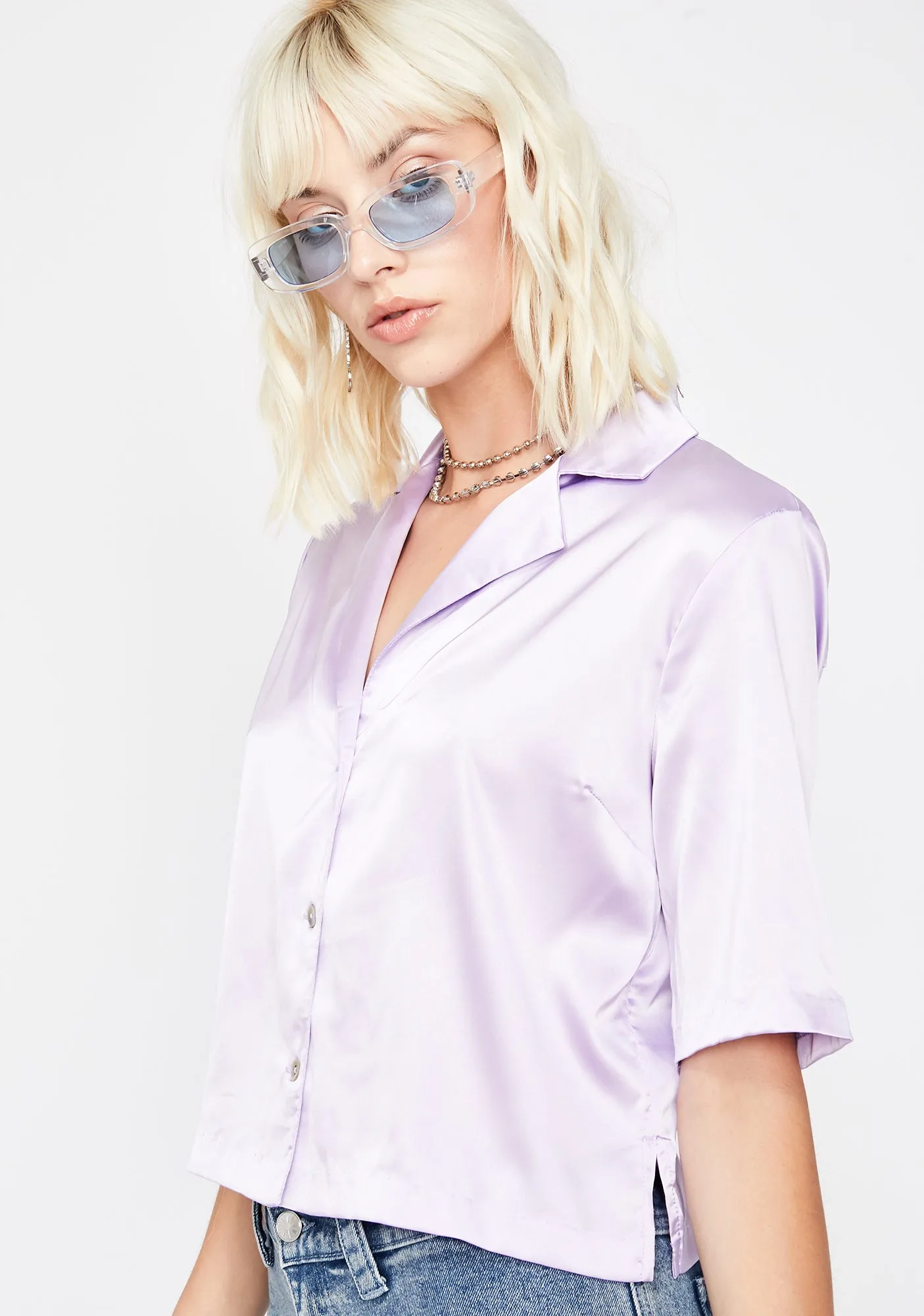 Grape Hella Bossy Satin Top
