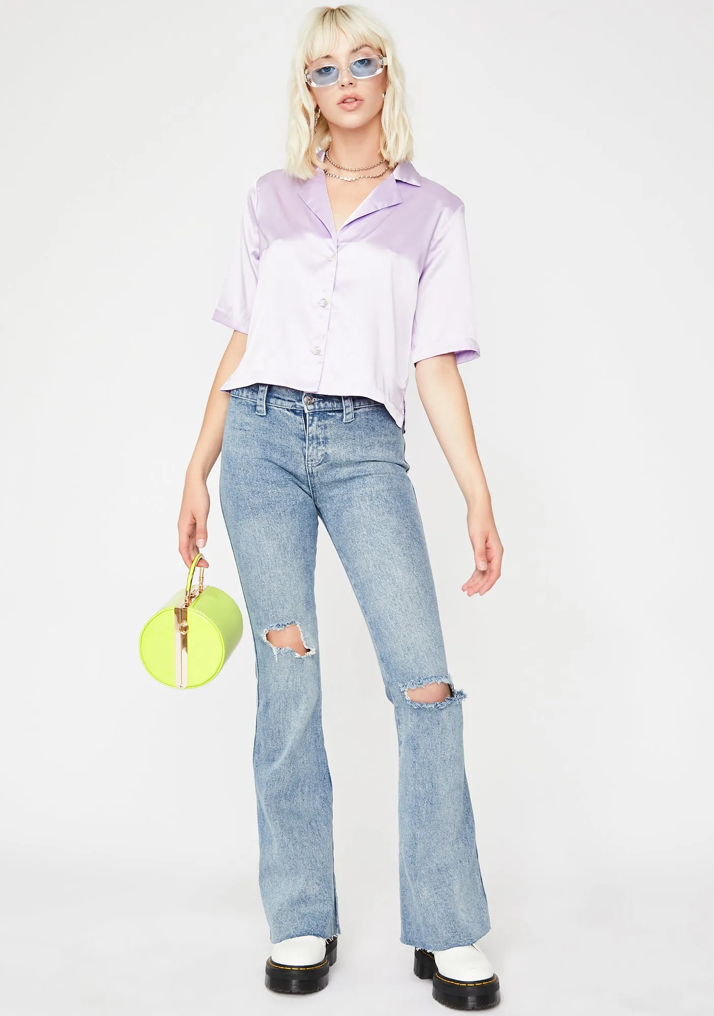 Grape Hella Bossy Satin Top