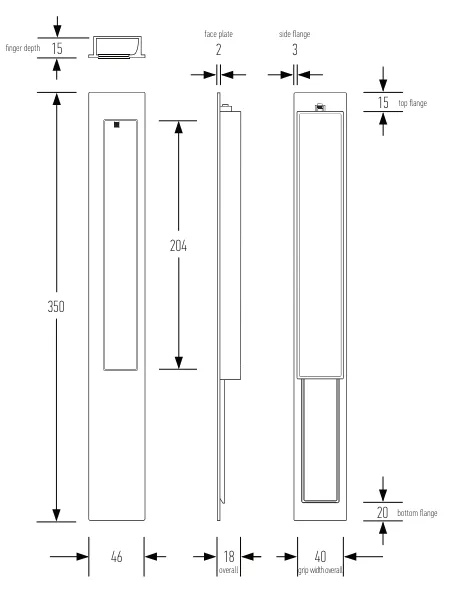 HALLIDAY   BAILLIE EXTRA LONG OFFSET FLUSH PULL BLANK - HB3370