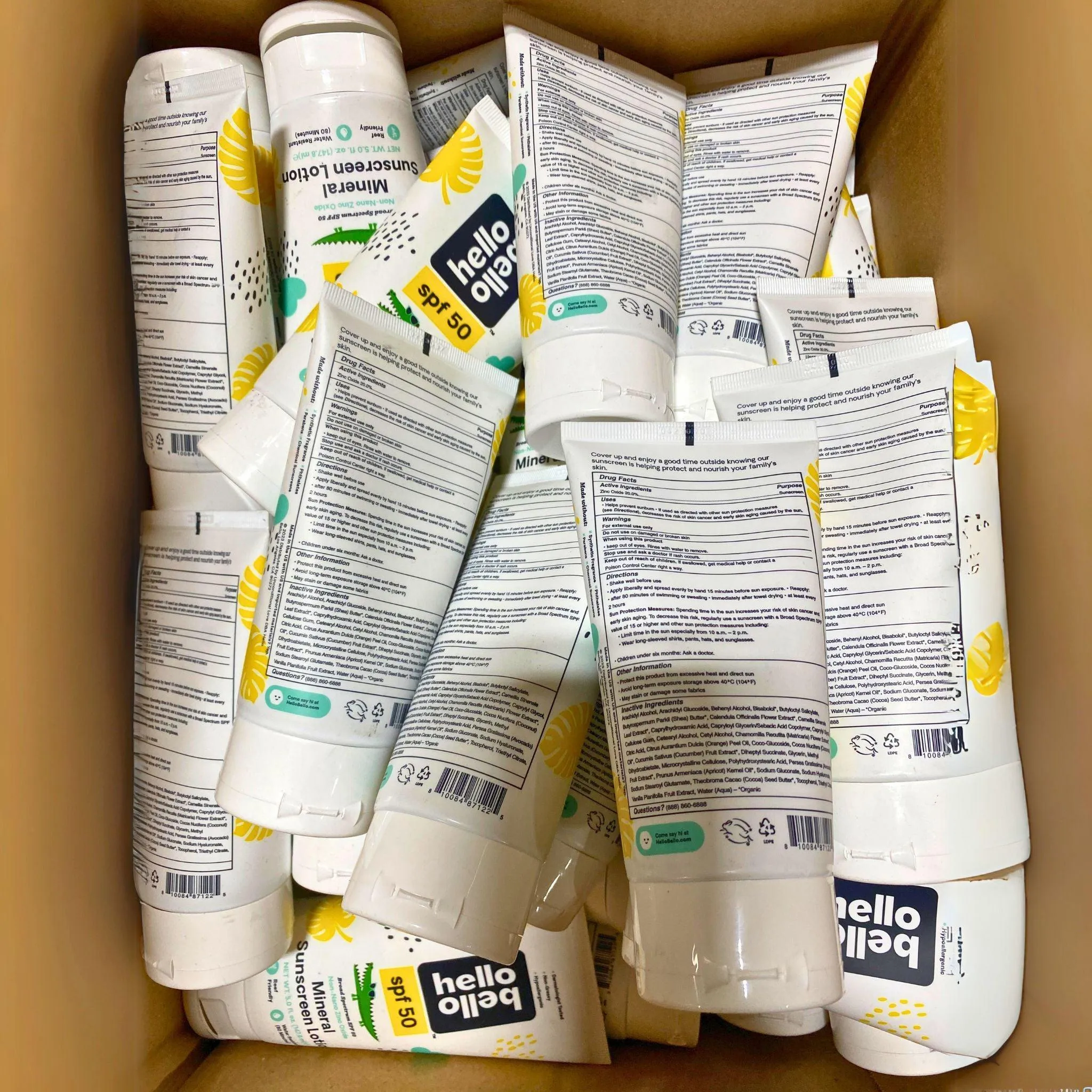 Hello Bello SPF 50 Broad Spectrum SPF 50 Non-Nano Zinc Oxide Mineral Sunscreen Lotion 5.0 fl Oz (50 Pcs Lot)