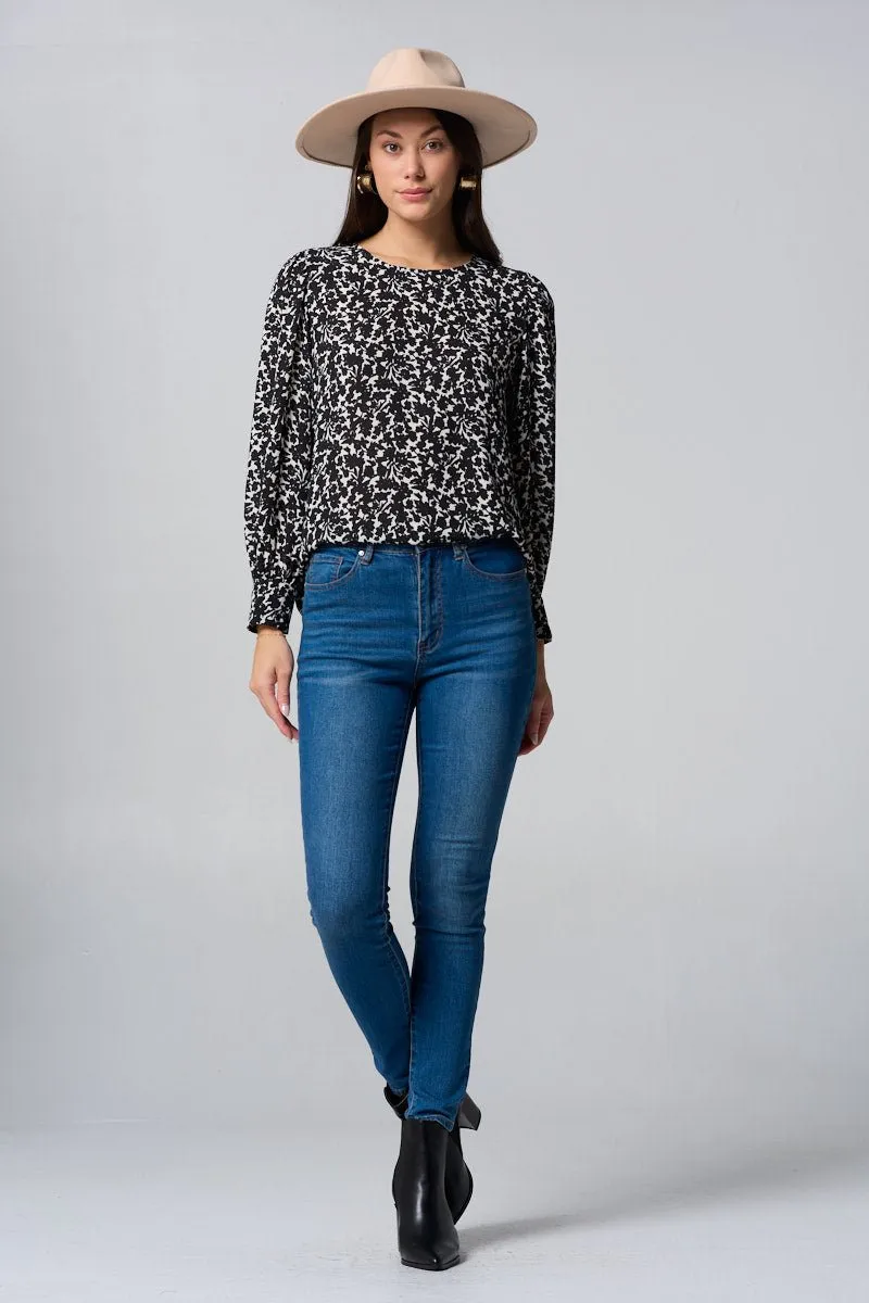 Malaya Long Sleeve Printed Blouse