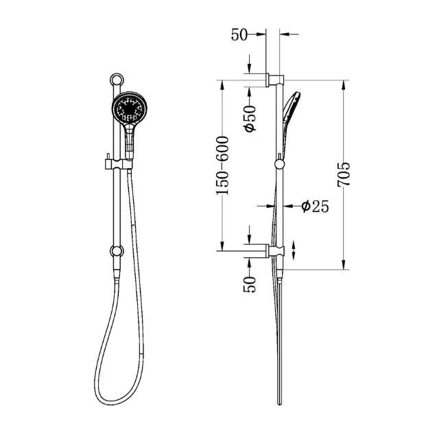 Nero Mecca Shower Rail With Air Shower II Chrome