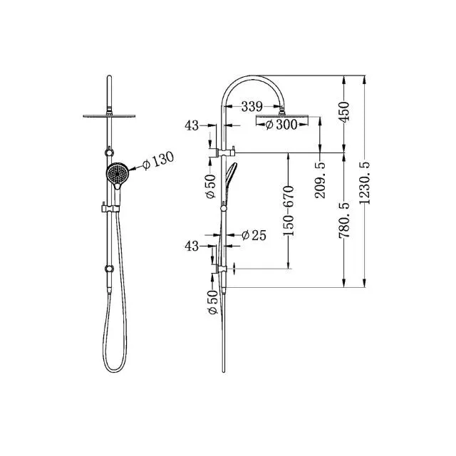Nero Mecca Twin Shower With Air Shower II Chrome