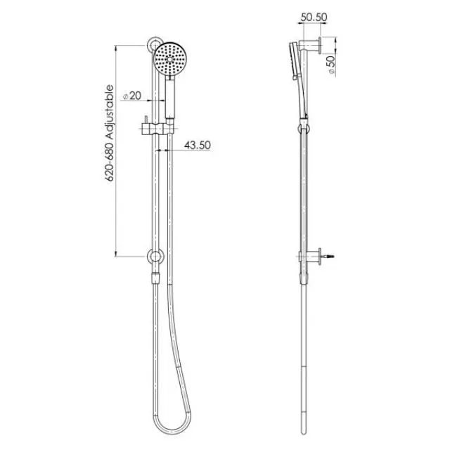 Phoenix Vivid Slimline Water Through Rail Hand Shower Matte Black