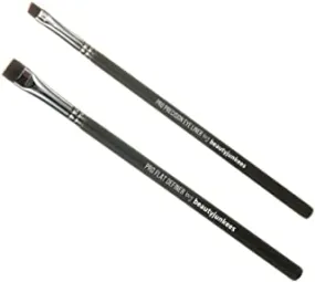 Professional Eyeliner Makeup Brush Set – 2pc Beauty Junkees Eye Liner Brushes Includes Angled Precision Gel Liner for Tightline, Pro Small Flat Definer, Precision Lash Liner, Brow Conceal for Defining