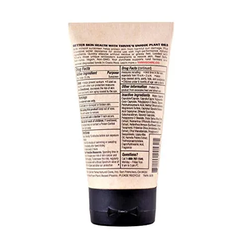Thrive Natural Body Mineral Sunscreen SPF50 - Water Resistant Reef Safe Sunscreen with Broad Spectrum Clear Zinc Oxide Sun Block - Vegan, Made in USA (5.8 Oz (Pack of 1))